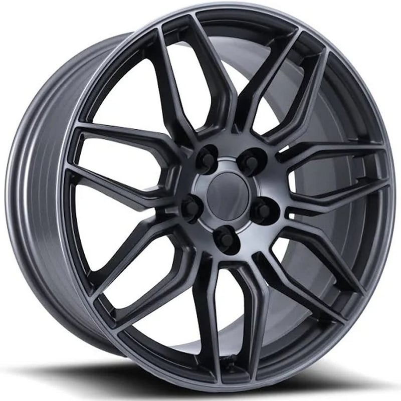19x10 corvette c8 zo6 replica wheels titanium machined w/ dark clear coat fr401f (flow form) 5x4.75/120.7 79mm