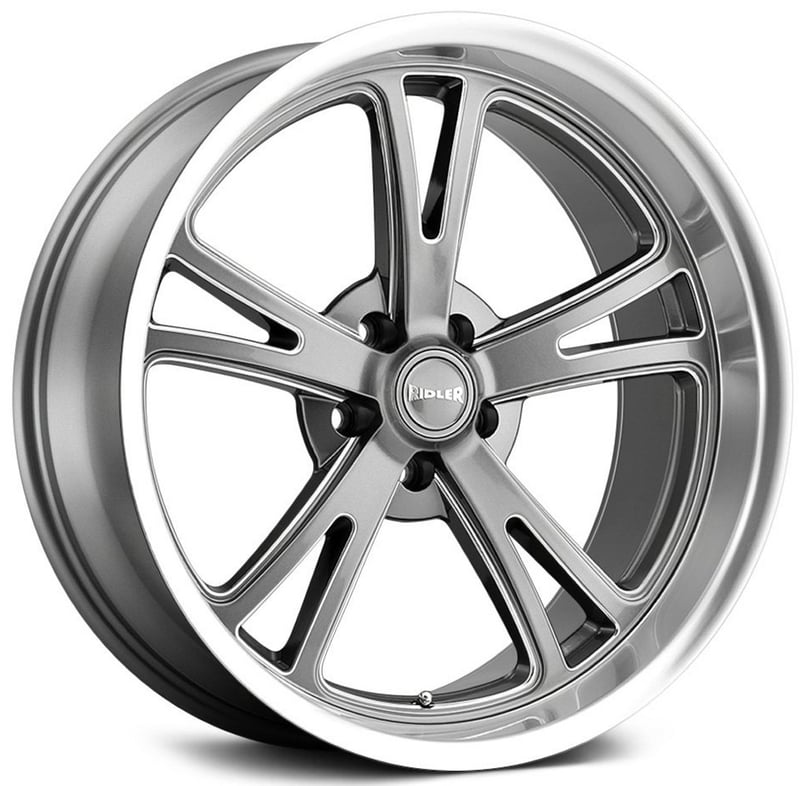 20x8.5 ridler 606 grey w/ milled spokes & diamond lip 5x5/127 0mm