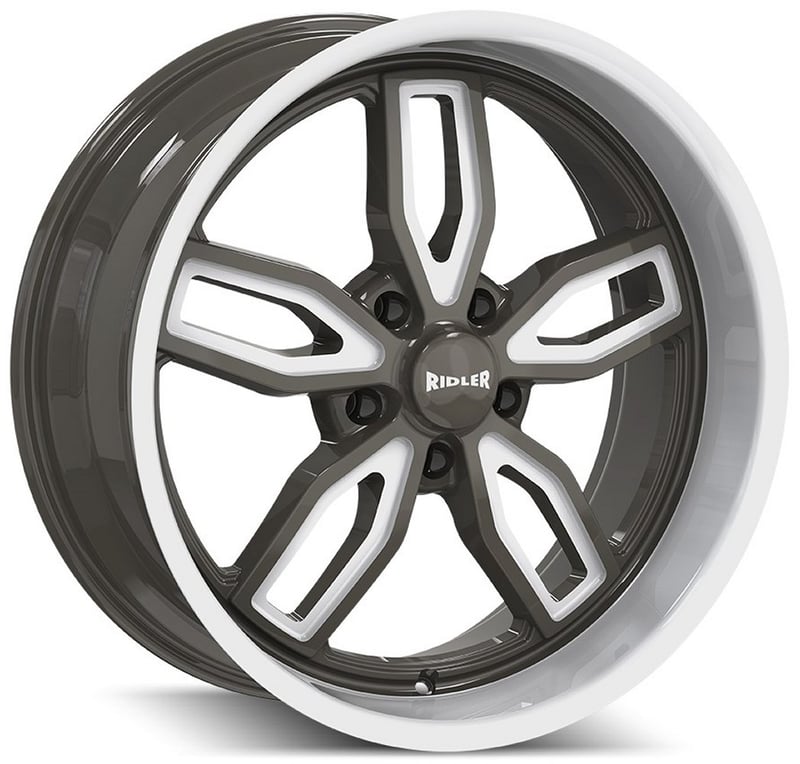 (clearance - no returns) 18x9 ridler 608 grey w/ milled spokes 5x4.5/114.3 0mm