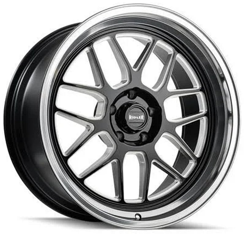 17x7 ridler 611 gloss black milled w/ polished lip 5x4.75/120.7 0mm