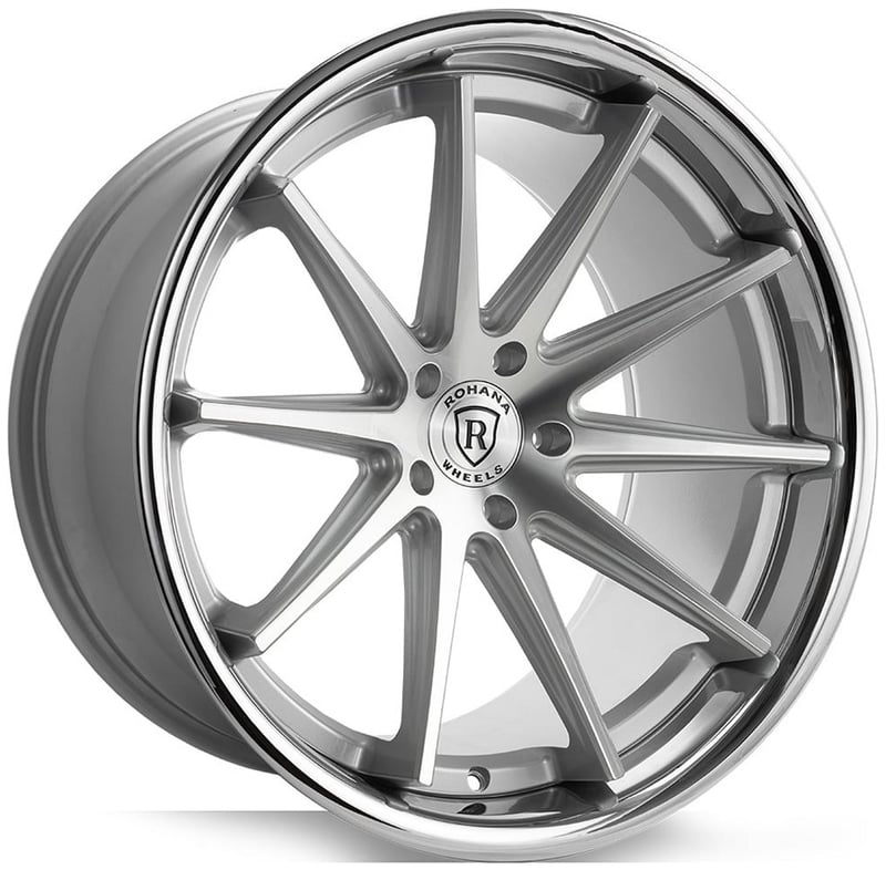 20x11 rohana rfc10 silver machined w/ chrome stainless steel lip (flow formed) (super deep concave) 5x4.5/114.3 20mm