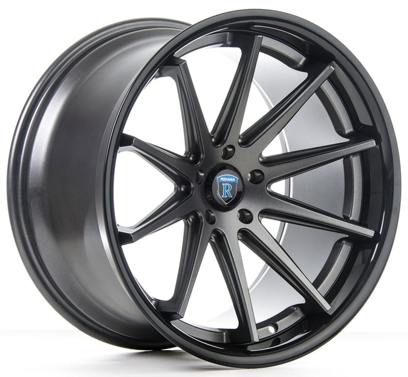 (clearance - no returns) 20x9 rohana rc10 matte graphite w/ gloss black lip 5x4.5/114.3 15mm