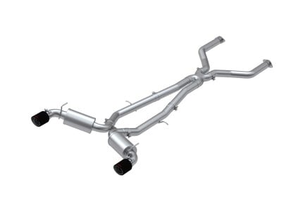 mbrp 17-19 infiniti q60 3.0l rwd/awd cat back dual rear w/ carbon fiber tips s44043cf