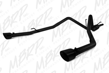 mbrp 09-14 dodge ram 1500 5.7l cat-back dual split rear (through stock bumper) al - black s5146blk