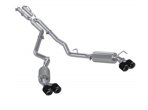 mbrp 20-21 ford explorer st 3.0l ecoboost ss 2.5in dual rear exit w/ carbon fiber quad tips - t304 s52053cf