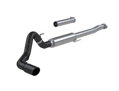 mbrp 2021+ ford f150 2.7l/3.5l/5.0l 4in black-coated al steel cat-back - race version s5209blk