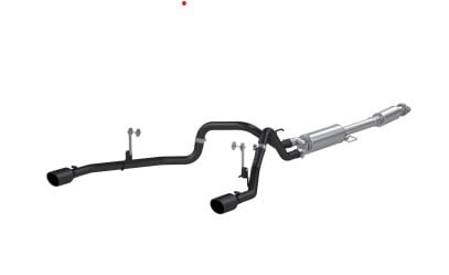 mbrp 2021+ f-150 2.7l/ 3.5l ecoboost, 5.0l 3in cat back 2.5in dual split rear - black coated s5215blk