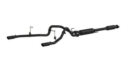 mbrp 2015 ford f-150 5.0l 3in cat back dual split rear exit black exhaust system s5258blk