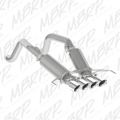 mbrp 14-19 chevy corvette v8 6.2l 3in t304 dual cat back w/ 4in quad dual wall tips s7030304