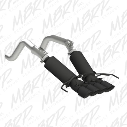 mbrp 14-19 chevy corvette v8 6.2l 3in black dual cat back w/ 4in quad dual wall tips s7030blk