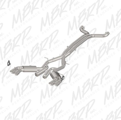 mbrp 2016+ chevy camaro ss 6.2l 3in dual cat-back quad tip exhaust street version w/ ss t409 tips s7032409