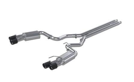 mbrp 18-22 ford mustang gt 5l t304 ss 3in cat-back dual rear w/4in quad carbon fiber tips (street) s72053cf