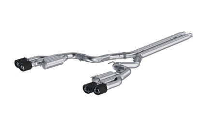 mbrp 18-22 ford mustang gt 5l t304 ss 3in cat-back dual rear w/4in quad carbon fiber tips (race) s72073cf