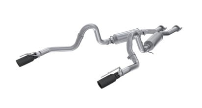 mbrp 99-04 ford mustang gt 4.6l 2.5in. dual split rear al cat back w/ 3.5in. dual wall blk. tips s7221albt