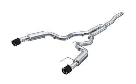 mbrp 19-22 ford mustang 2.3 ecoboost 3in cat-back dual split rear w/4.5in carbon fiber tips (race) s72753cf