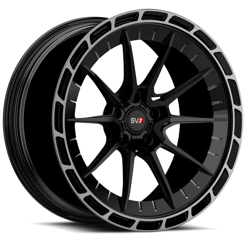 21x10.5 savini sv.1 r1 gloss black w/ double dart tint (fully forged) (custom)