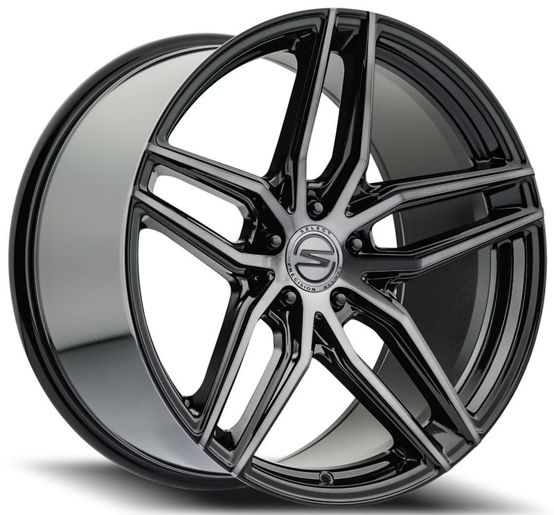 (special pricing) 19x8.5 select s101 shadow gloss black brushed dark tinted 5x112 35mm