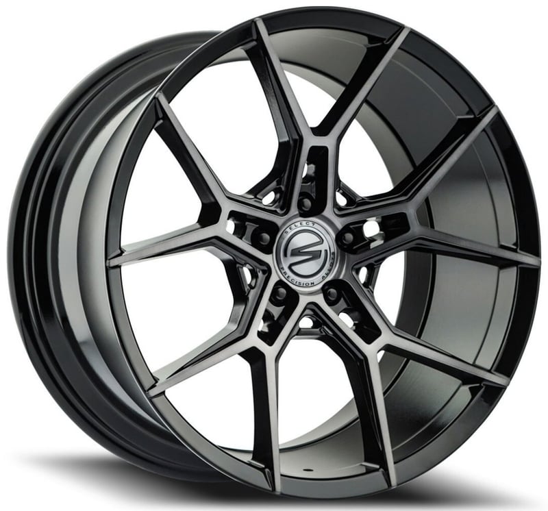 (special pricing) 22x9 select s102 alpine gloss black brushed dark tint 5x120 18mm
