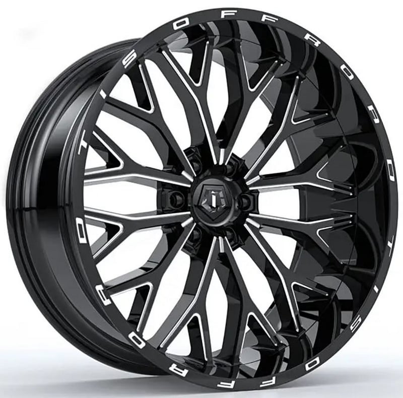 20x10 tis off-road 565bm gloss black milled (6-lug) 6x5.5/139.7 -24mm