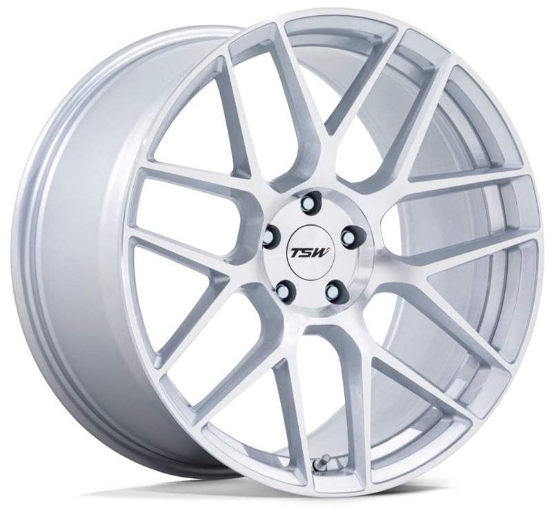 18x9 tsw tw002 lasarthe gloss silver machined (flow formed) 5x112 45mm