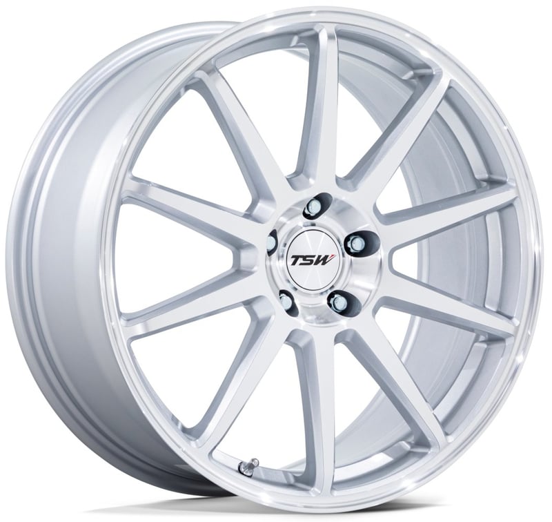 19x9.5 tsw tw004 canard gloss silver machined (flow formed) 5x4.5/114.3 20mm