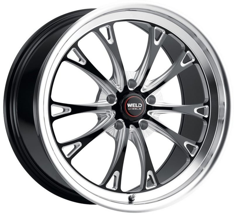 18x9.5 weld performance belmont s113 gloss black milled machined (rotary formed) 5x4.75/120.7 50mm