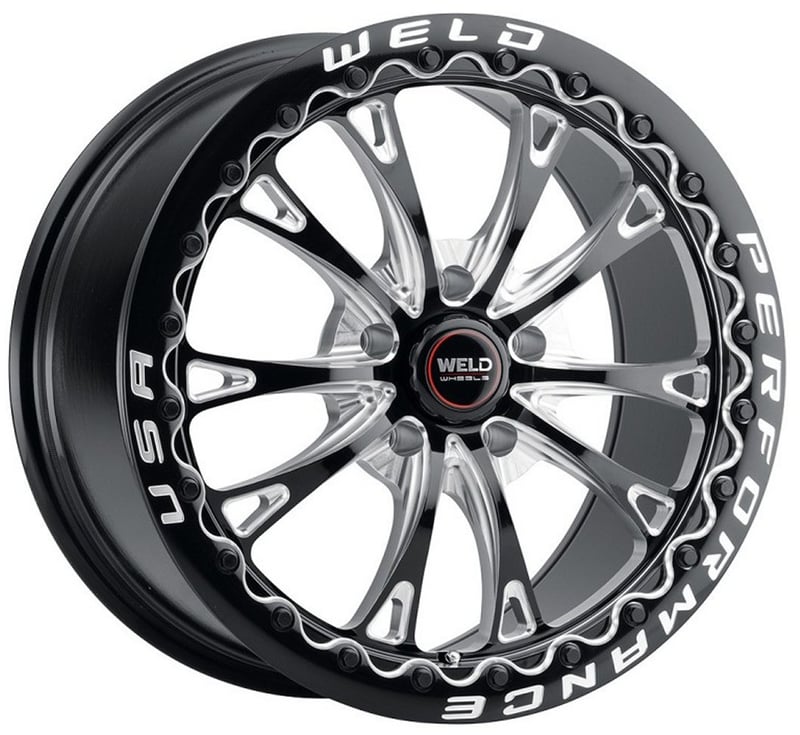 18x10 weld performance belmont drag beadlock s908 gloss black milled machined (rotary formed) 5x112 40mm