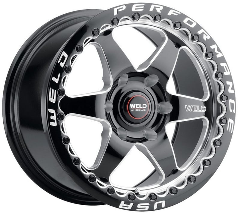 17x10 weld performance ventura 6 beadlock s909 gloss black milled machined (rotary formed) 6x5.5/139.7 25mm