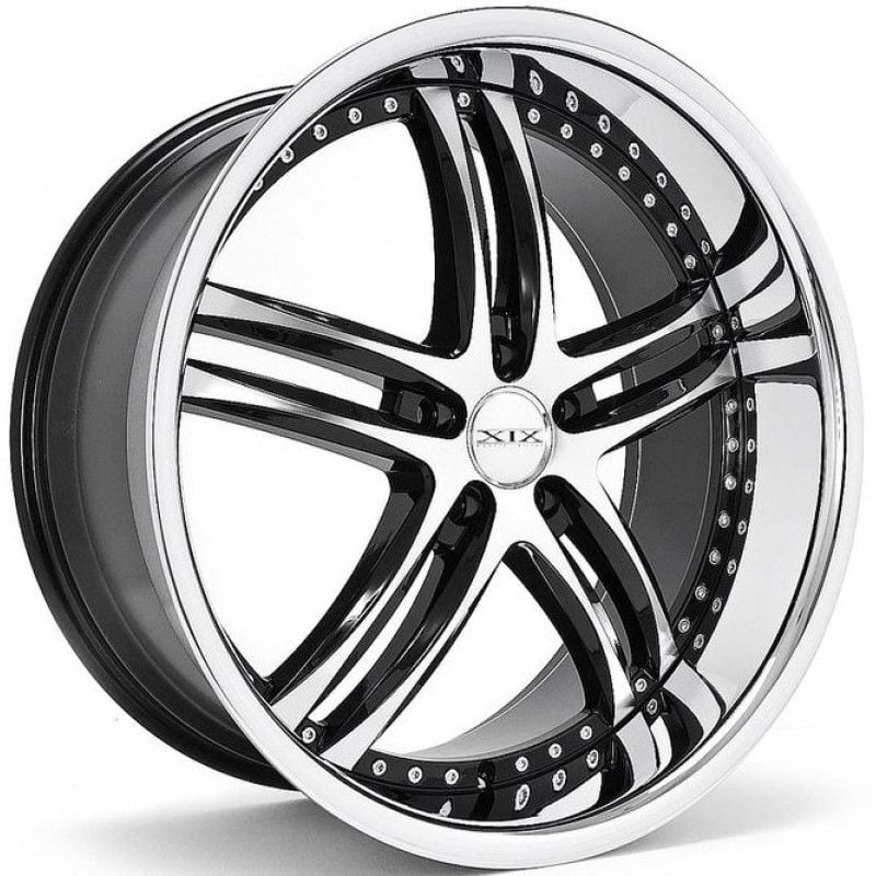 22x9 xix x15 gloss black machined w/ chrome stainless steel lip 5x115 15mm