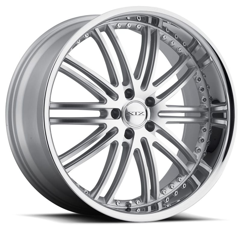 20x8.5 xix x23 silver w/ machined face (chrome stainless steel lip) 5x120 35mm