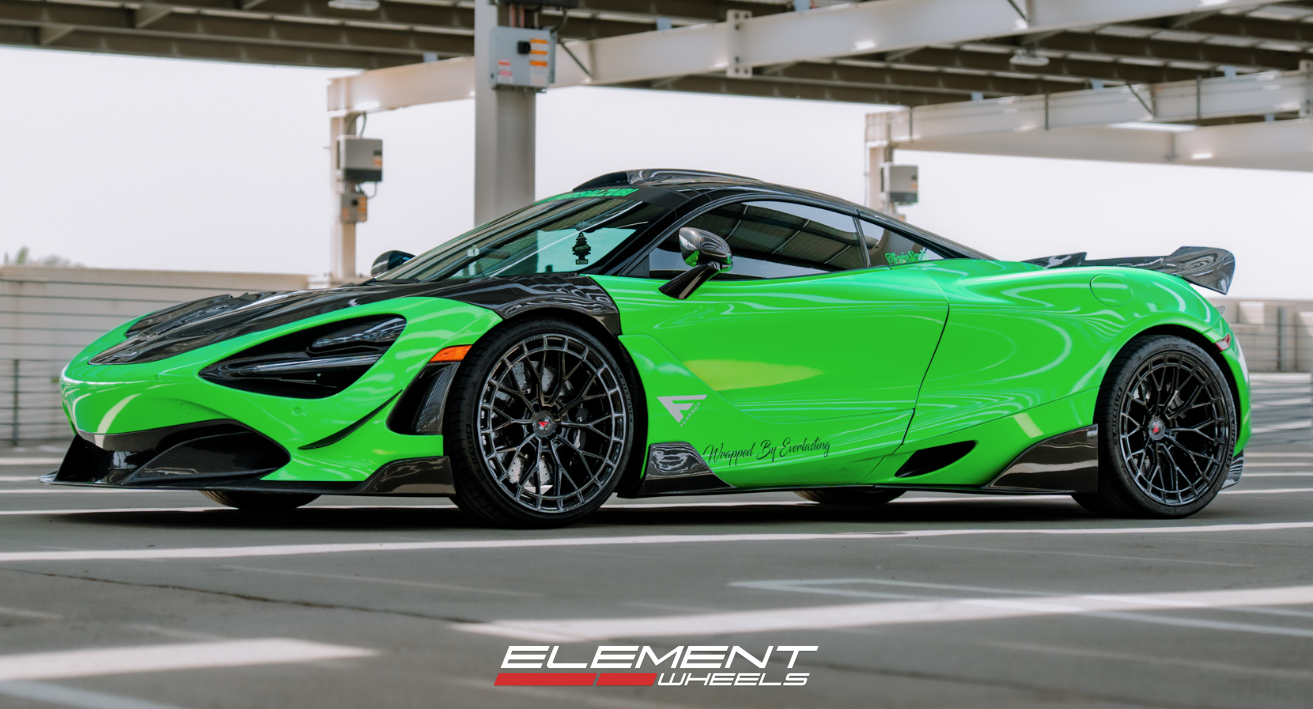 20 inch Staggered Ferrada FR12 in Obsidian Gloss Black on a 2018 McLaren 720s