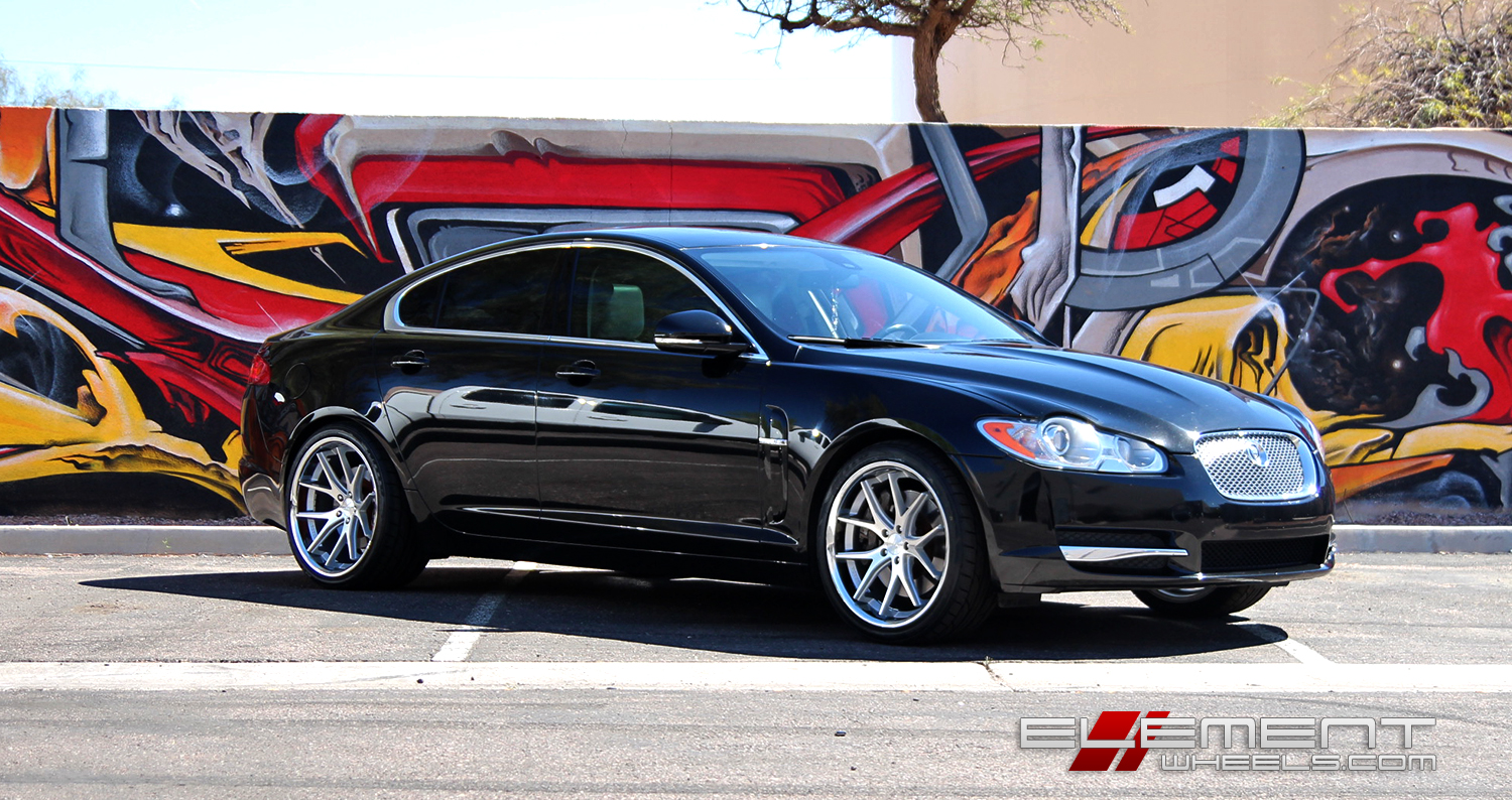 20 inch Staggered Ferrada FR2 Machine Silver w/ Chrome Lip on 2010 Jaguar XF w/ Specs