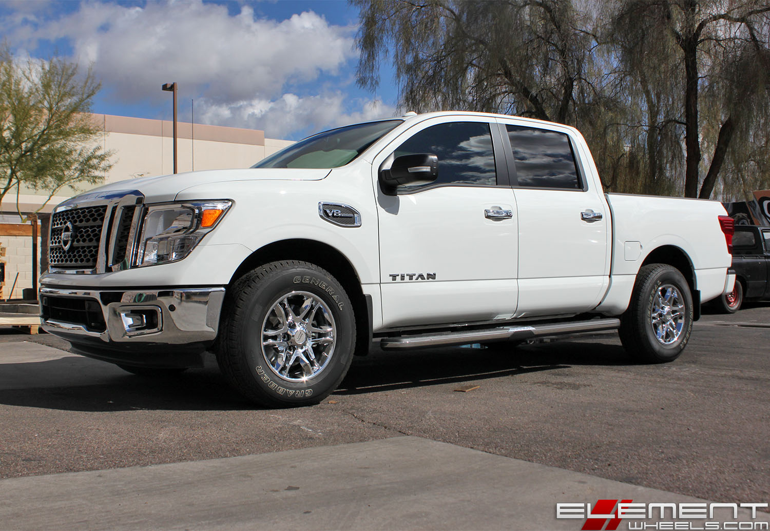18x8.5 American Racing AR893 Mainline Chrome on a 2017 Nissan Titan w/ Specs