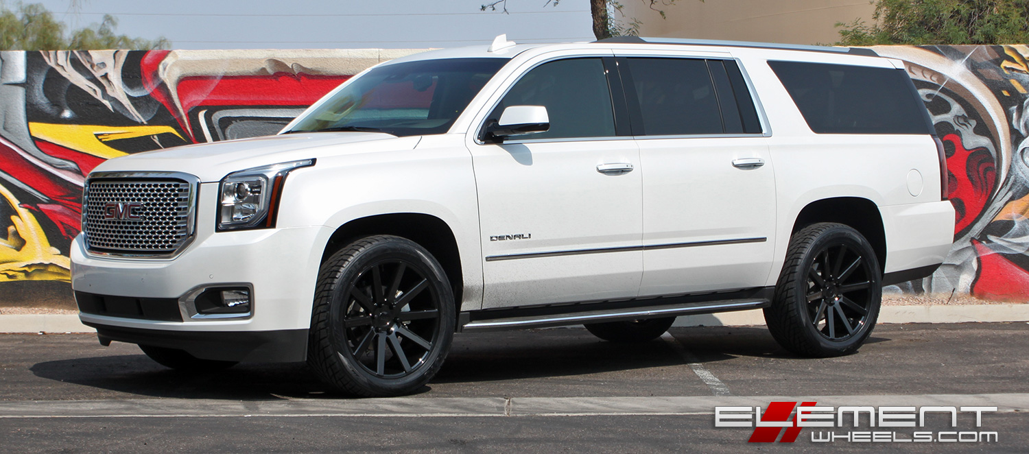 22x9.5 DUB Shot Calla Gloss Black S219 on a 2017 GMC Yukon w/ Specs