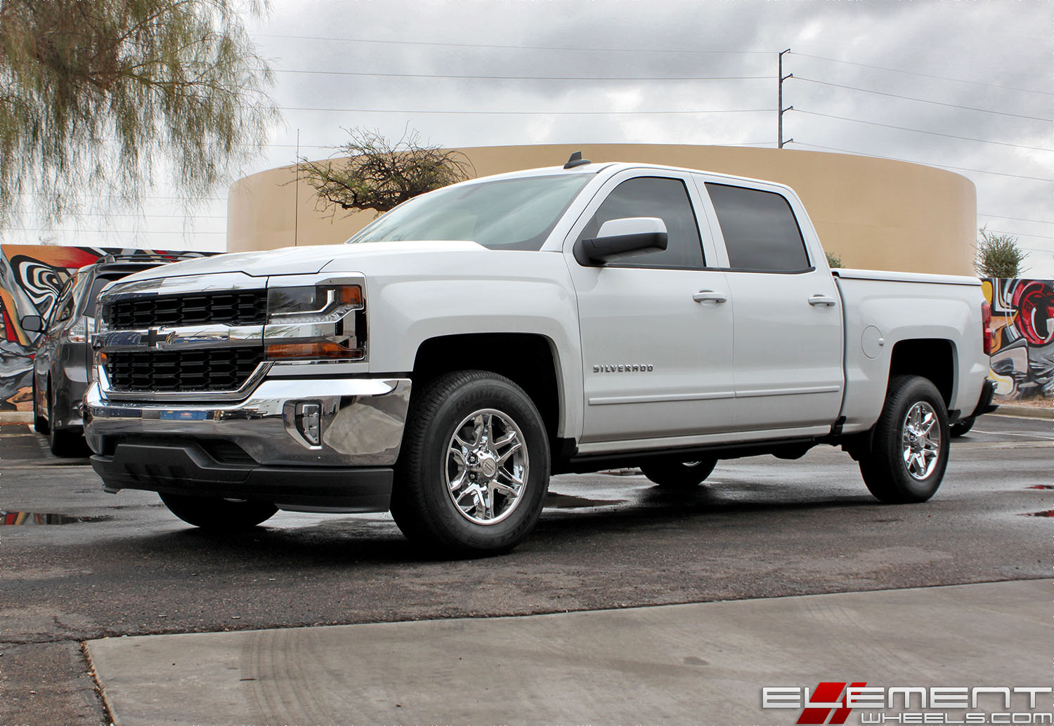 17x8 American Racing AR893 Mainline Chrome on a 2018 Chevy Silverado 1500 w/ Specs