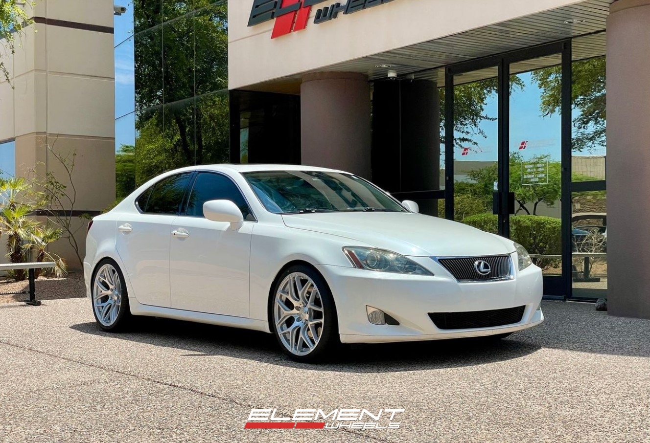 19 Inch Staggered MRR GF9 in Machine Silver on a 2006 Lexus IS350