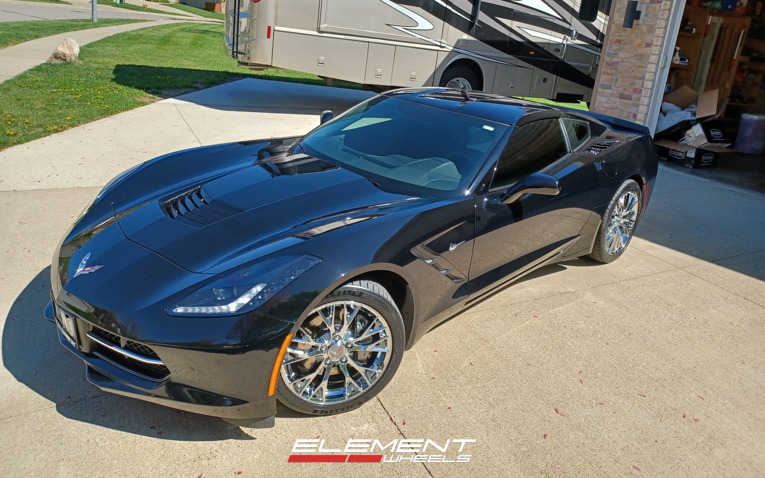 18/19 inch Staggered Corvette C7 Z06 Replica Wheel Chrome FR22 on a 2014 Chevrolet Corvette C7 Stingray
