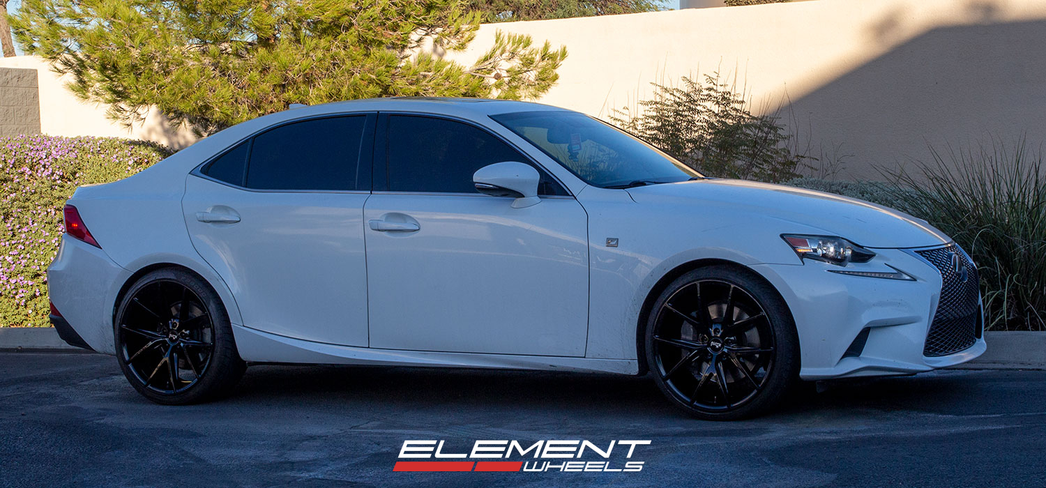 20 inch Staggered Niche Misano Gloss Black M119 on a 2014 Lexus IS350 RWD