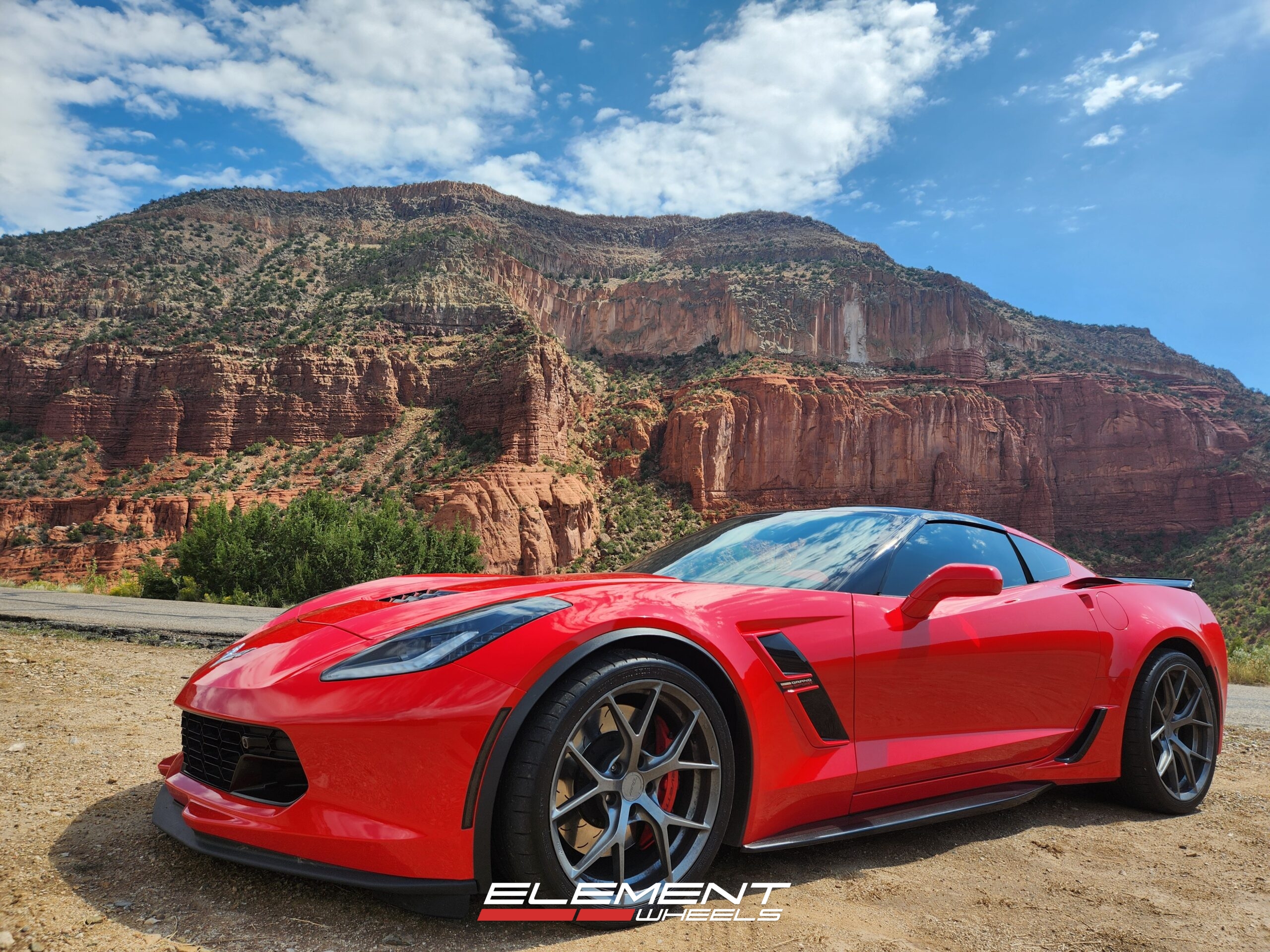 Staggered 19/20 inch MRR FS06 in Gloss Gunmetal on a 2018 Chevrolet Corvette C7 Grand Sport