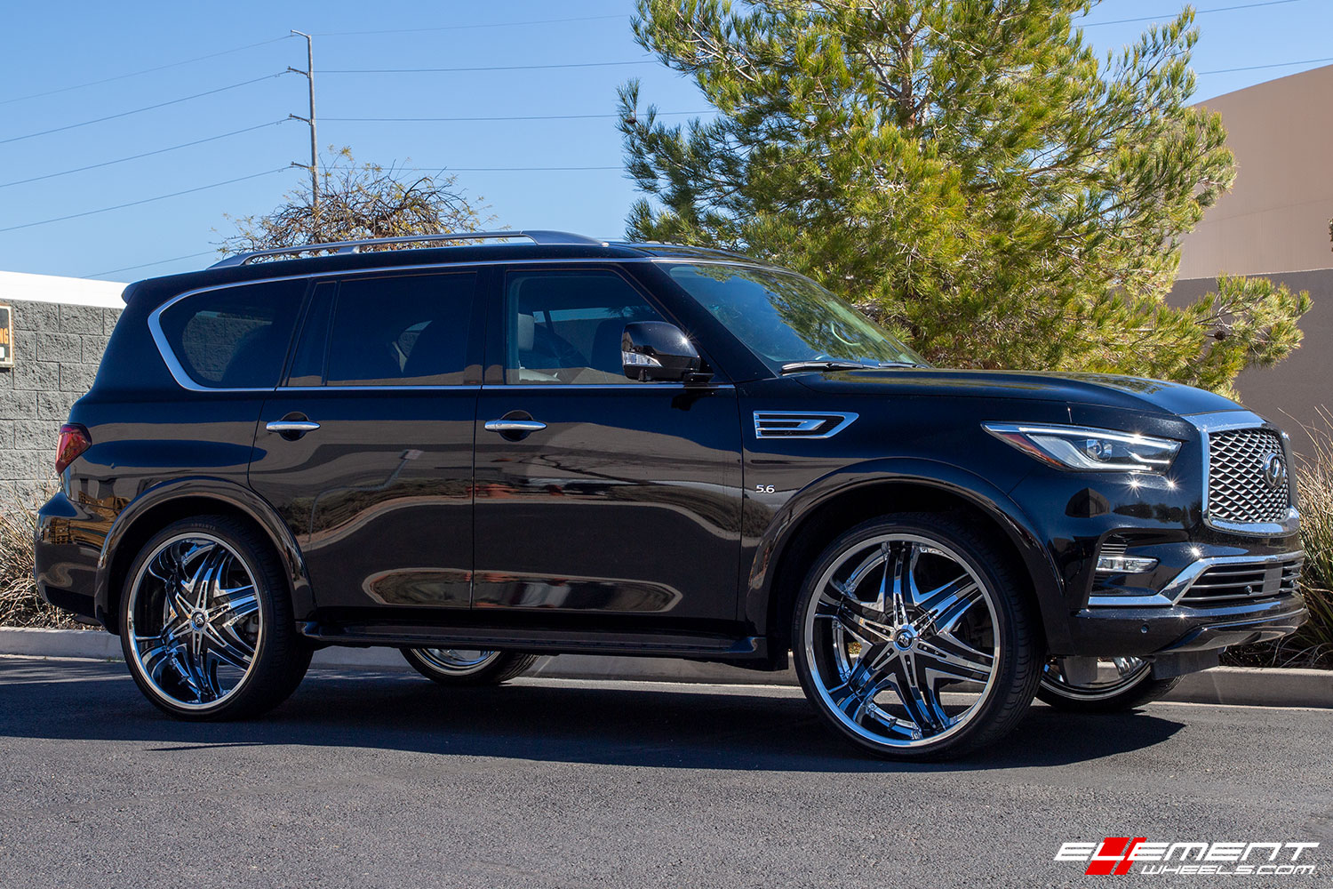 26 inch Diablo Elite Chrome w/ Black Inserts on a 2019 Infiniti QX80