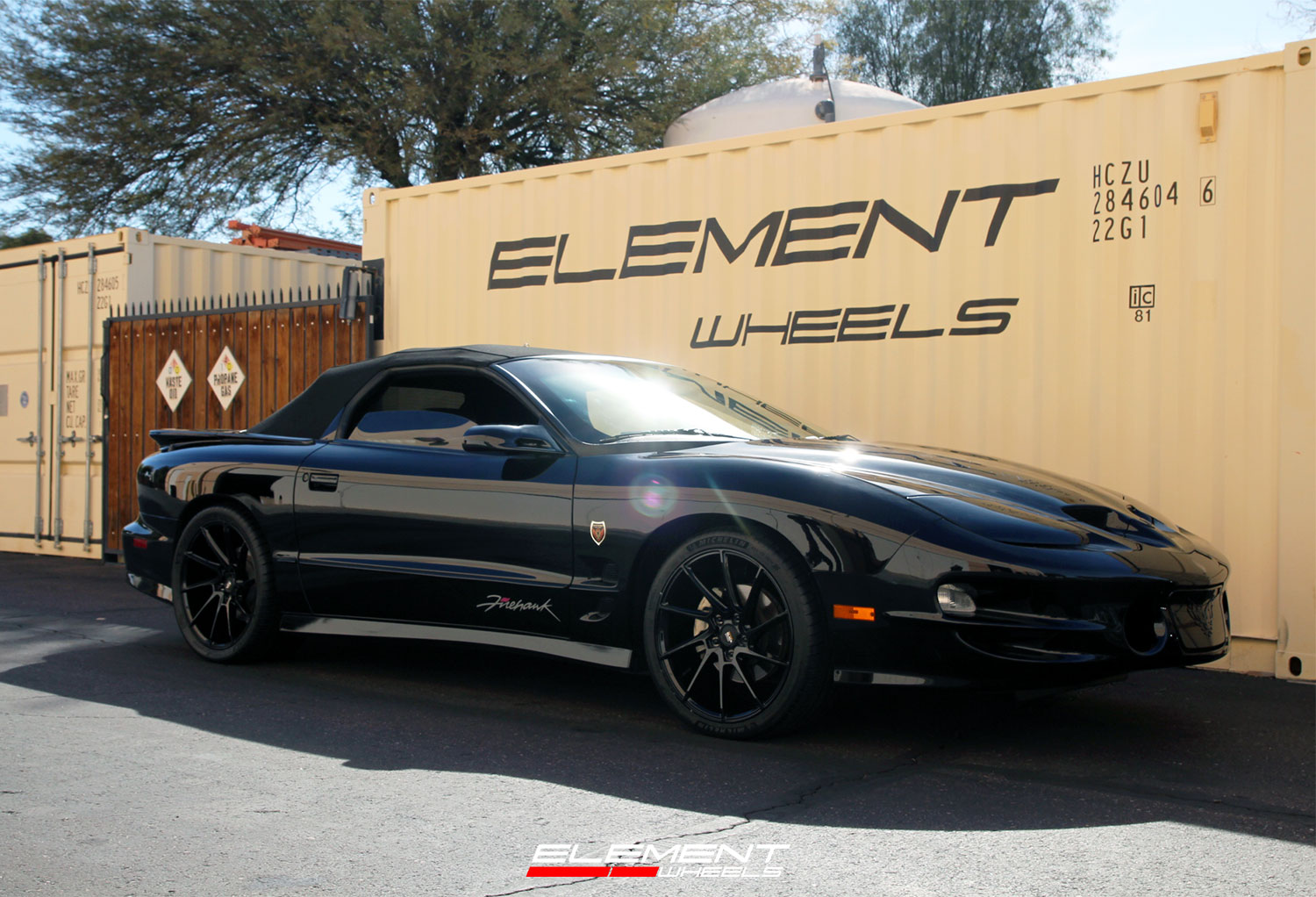 19 inch Staggered Savini Black Di Forza BM15 Gloss Black on a 2002 Pontiac Firebird