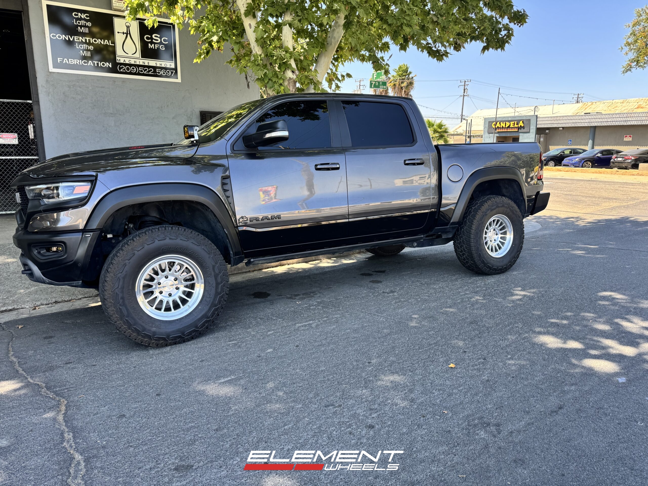 18 inch KMC KM447 Impact Forged Monoblock in Raw Machined on a 2021 Dodge Ram 1500 TRX