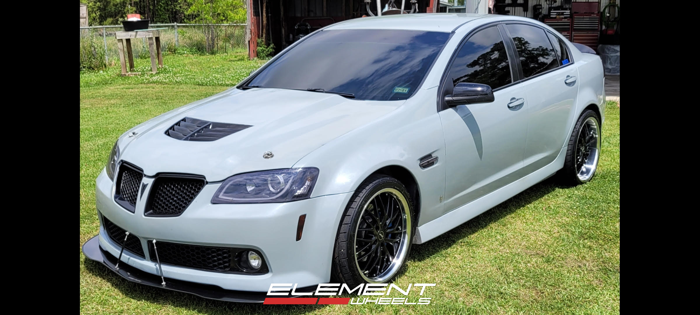 Double Staggered MRR GT1 In Gloss Black w/Machined Lip on a 2009 Pontiac G8