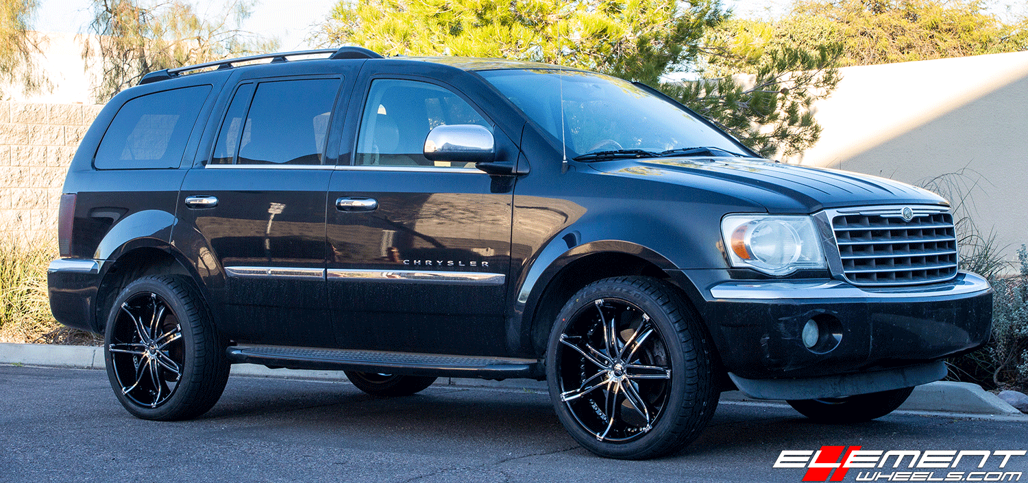 22 inch Diablo DNA Gloss Black w/ Chrome Inserts on 2008 Chrysler Aspen