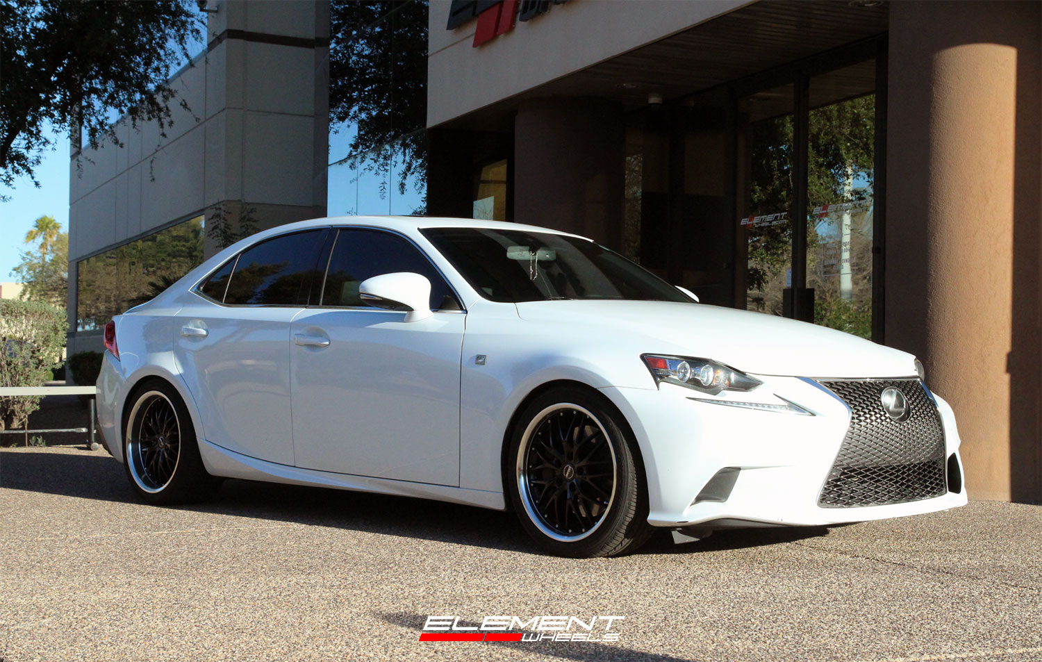 18 inch Staggered MRR GT1 Black Machined Lip on a Lowered Lexus IS350 F Sport RWD
