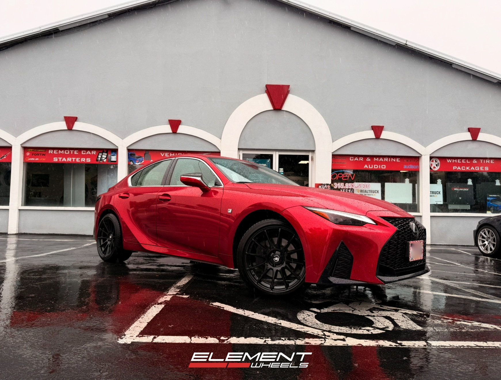 Staggered 19 inch MRR Ground Force GF6 in Gloss Black on a 2024 Lexus IS 350 F Sport AWD