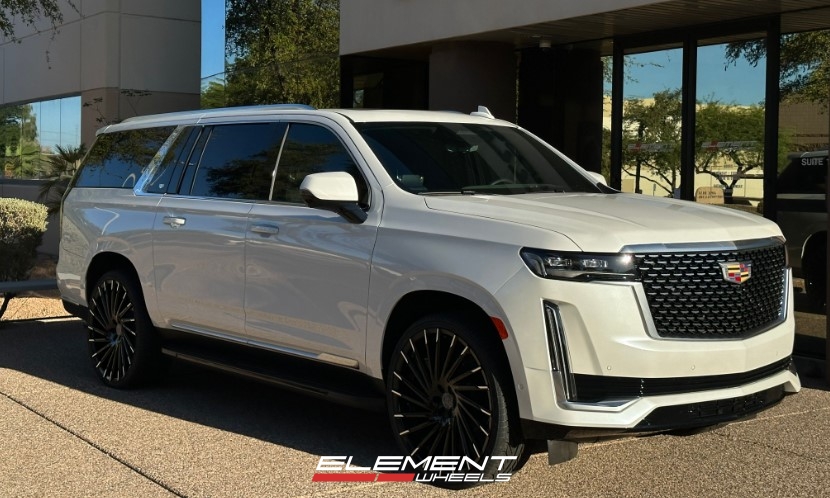 26 inch Lexani Wraith Gloss Black w/ Machined Tips on a 2023 Cadillac Escalade