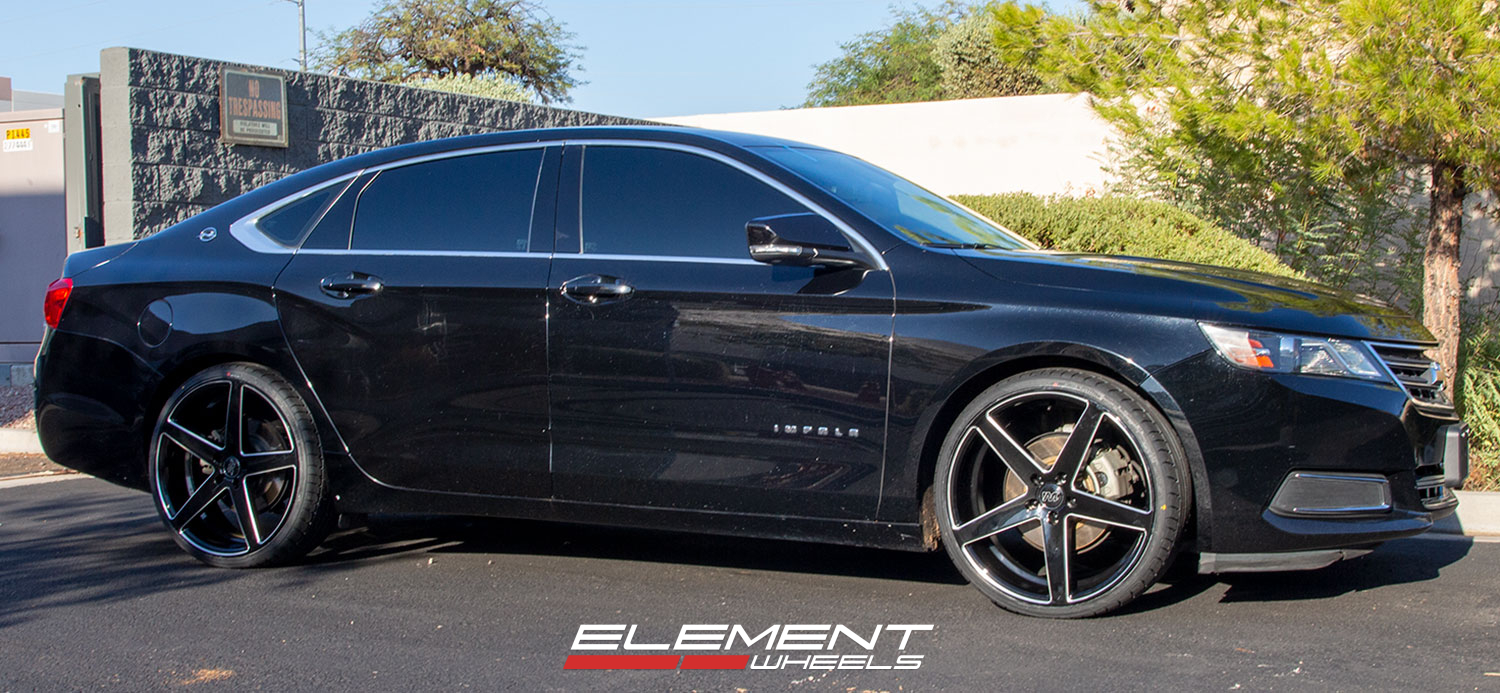 22 inch AXE 1AV ZX9 Gloss Black Milled Accents on a 2016 Chevrolet Impala
