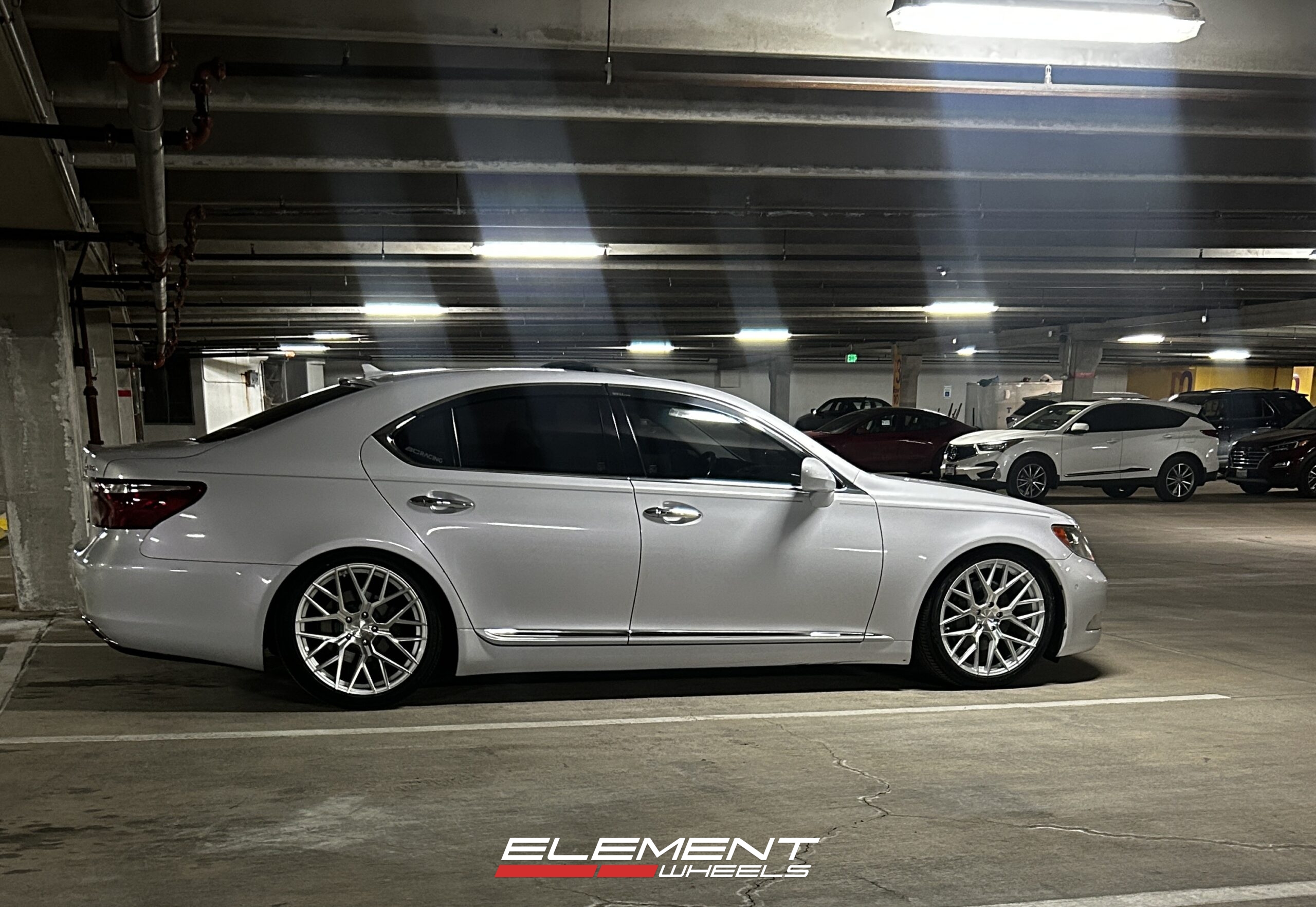 Staggered 20 inch Aodhan AFF9 in Gloss Silver Machined on an Lexus LS460