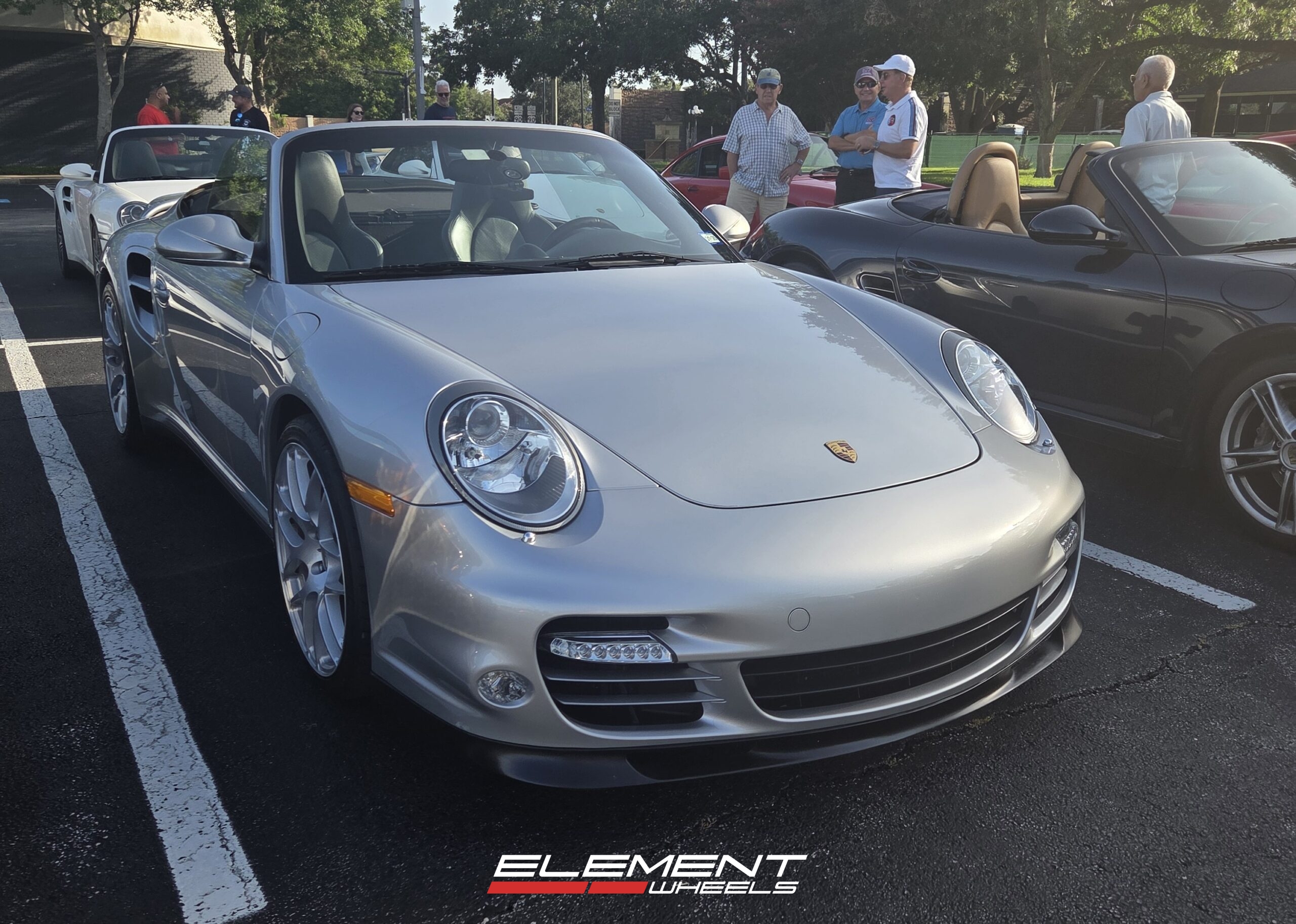 Staggered 19 inch Ruger Mesh in Liquid Silver on a 2010 Porsche 911 Carrera 997 Turbo